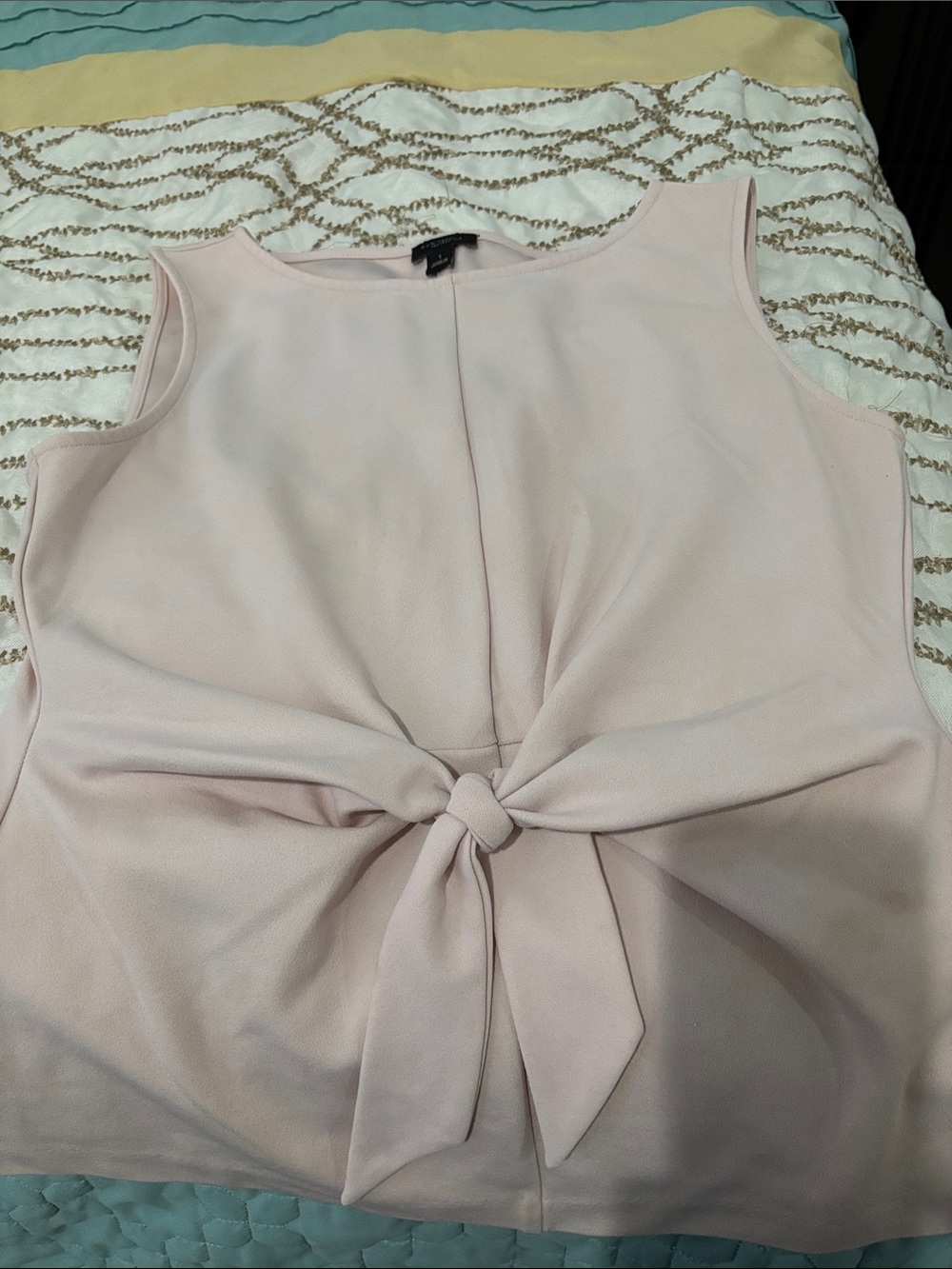 Light Pink Tie-Front Sleeveless Top - Brand: